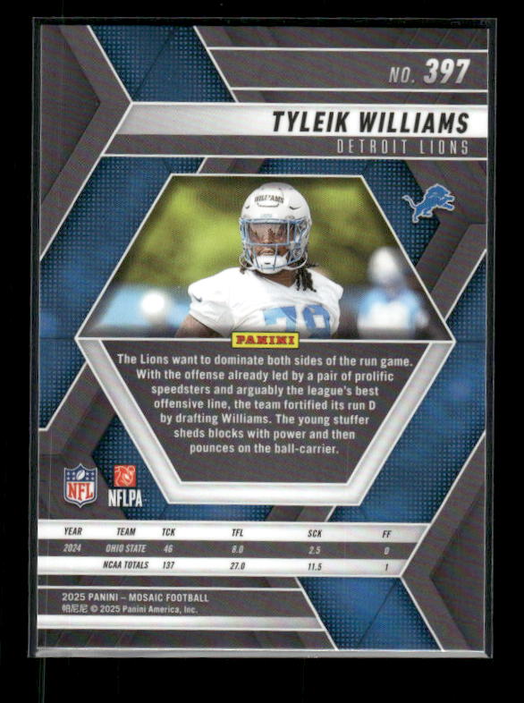 Tyleik Williams - 2025 Mosaic Football - Rookie
