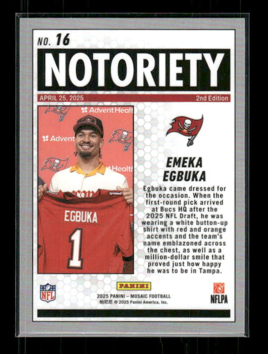 Emeka Egbuka - 2025 Mosaic Football - Notoriety - Rookie
