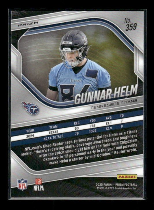 Gunnar Helm - 2025 Prizm Football - Silver Prizm - Rookie