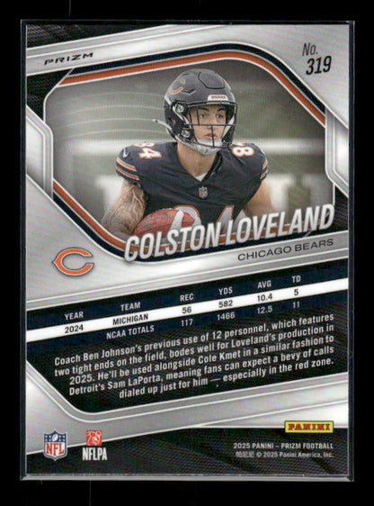 Colston Loveland - 2025 Prizm Football - Neon Green Pulsar - Rookie