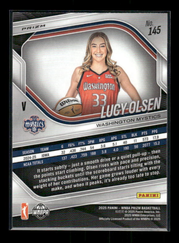 Lucy Olsen - 2025 Prizm WNBA - White Seismic - Rookie Variation