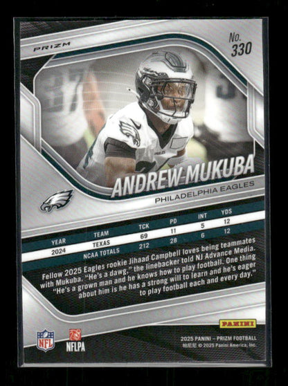 Andrew Mukuba - 2025 Prizm Football - Silver Prizm - Rookie