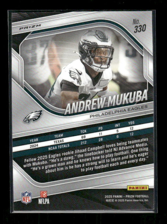 Andrew Mukuba - 2025 Prizm Football - Silver Prizm - Rookie