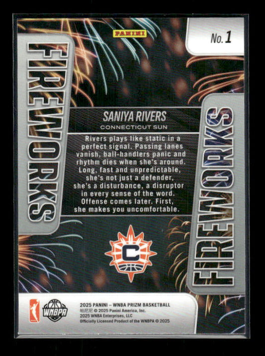 Saniya Rivers - 2025 Prizm WNBA - Fireworks - Rookie
