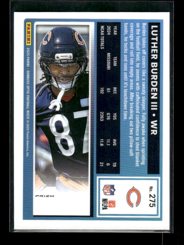 Luther Burden III - 2025 Optic Football - Purple Shock - Rated Rookie