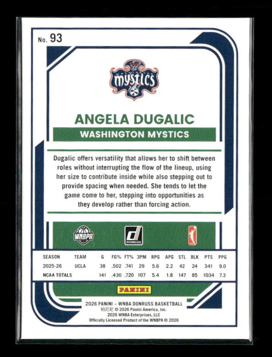 Angela Dugalic - 2026 Donruss WNBA - Lava - Rated Rookie