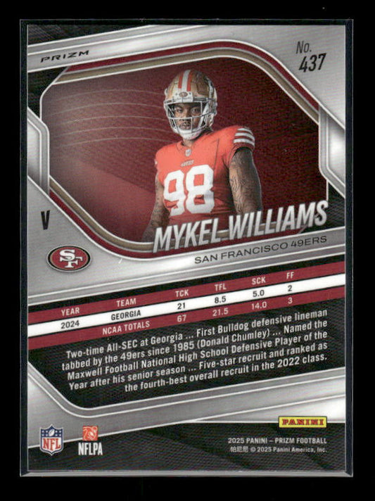 Mykel Williams - 2025 Prizm Football - Silver Prizm - Rookie Variation