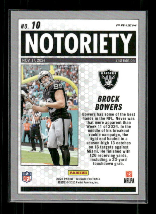 Brock Bowers - 2025 Mosaic Football - Orange Fluorescent Notoriety