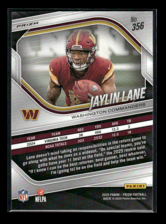 Jaylin Lane - 2025 Prizm Football - Pink Wave - Rookie