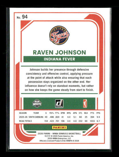 Raven Johnson - 2026 Donruss WNBA - Lava - Rated Rookie