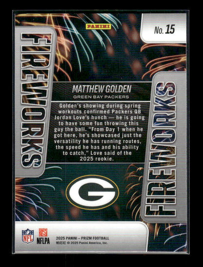 Matthew Golden - 2025 Prizm Football - Fireworks - Rookie