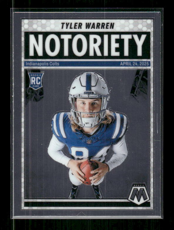 Tyler Warren - 2025 Mosaic Football - Notoriety - Rookie