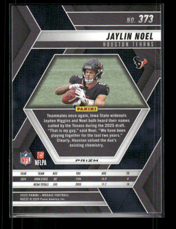 Jaylin Noel - 2025 Mosaic Football - Mosaic Prizm - Rookie