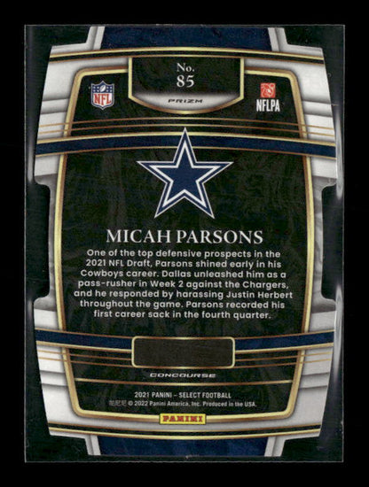 Micah Parsons - 2021 Select Football - Silver Die Cut - Rookie