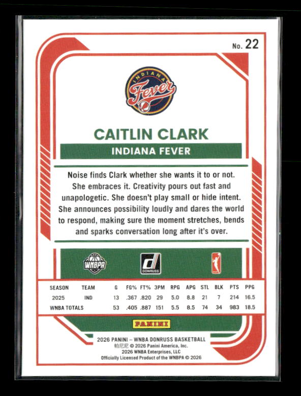 Caitlin Clark - 2026 Donruss WNBA - Green Shimmer