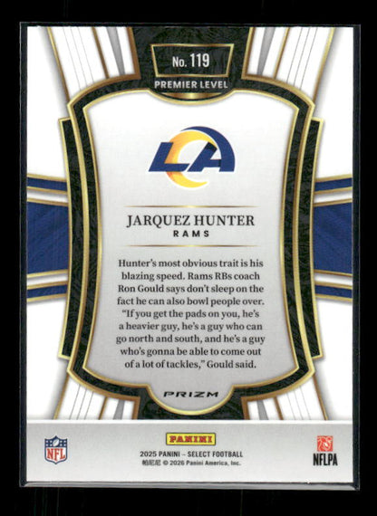 Jarquez Hunter - 2025 Select Football - Premier Black & Red Shock - Rookie