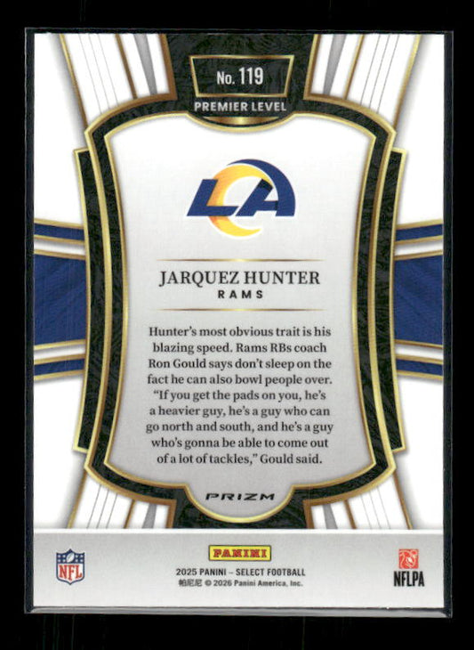 Jarquez Hunter - 2025 Select Football - Premier Black & Red Shock - Rookie
