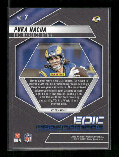 Puka Nacua - 2025 Mosaic Football - Orange Fluorescent Epic Performers