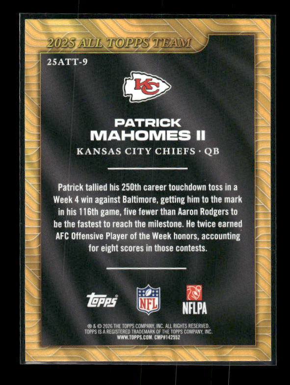 Patrick Mahomes II - 2026 Topps Flagship Football - 2025 All Topps Team