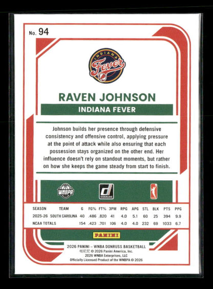Raven Johnson - 2026 Donruss WNBA - Holo - Rated Rookie