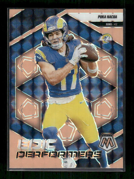 Puka Nacua - 2025 Mosaic Football - Orange Fluorescent Epic Performers