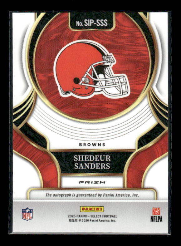 Shedeur Sanders - 2025 Select Football - Select Signatures Prizm - Rookie