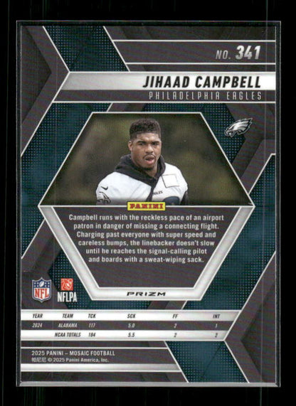 Jihaad Campbell - 2025 Mosaic Football - Red White Stripe - Rookie