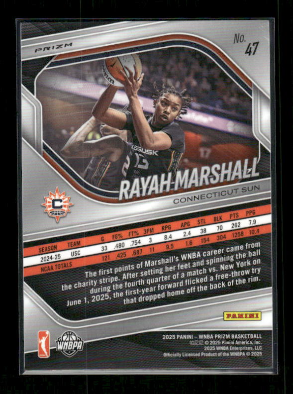Rayah Marshall - 2025 Prizm WNBA - Orange Ice Prizm - Rookie