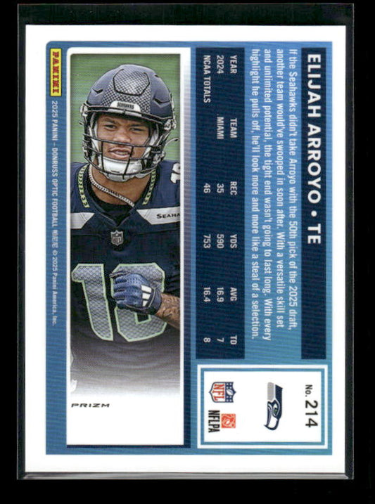 Elijah Arroyo - 2025 Optic Football - Purple Shock - Rated Rookie