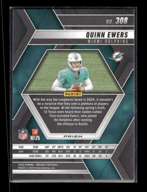 Quinn Ewers - 2025 Mosaic Football - Red White Stripe - Rookie