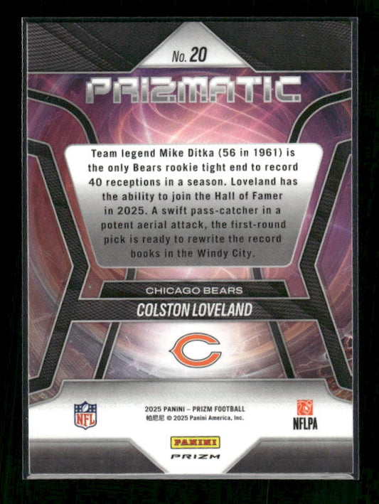 Colston Loveland - 2025 Prizm Football - Green Wave Prizmatic - Rookie