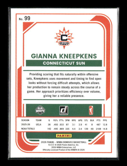 Gianna Kneepkens - 2026 Donruss WNBA - Holo - Rated Rookie