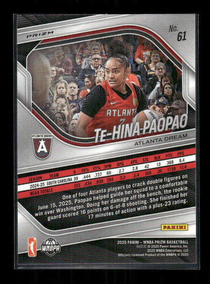 Te-Hina Paopao - 2025 Prizm WNBA - Silver Prizm - Rookie