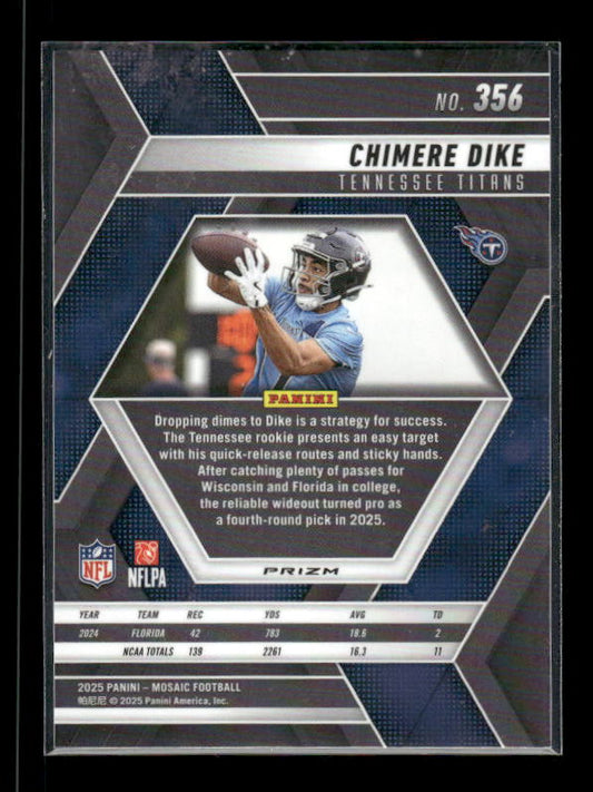 Chimere Dike - 2025 Mosaic Football - Red White Stripe - Rookie