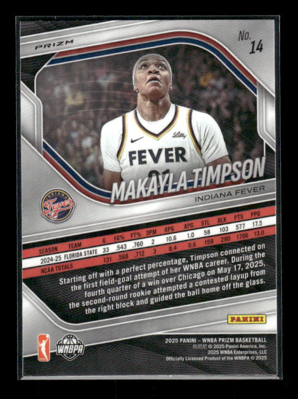 Makayla Timpson - 2025 Prizm WNBA - Orange Velocity - Rookie