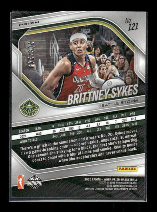 Brittney Sykes - 2025 Prizm WNBA - Red Seismic /249
