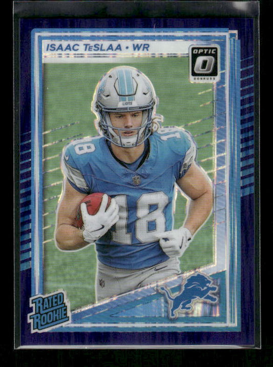 Isaac TeSlaa - 2025 Optic Football - Purple Shock - Rated Rookie