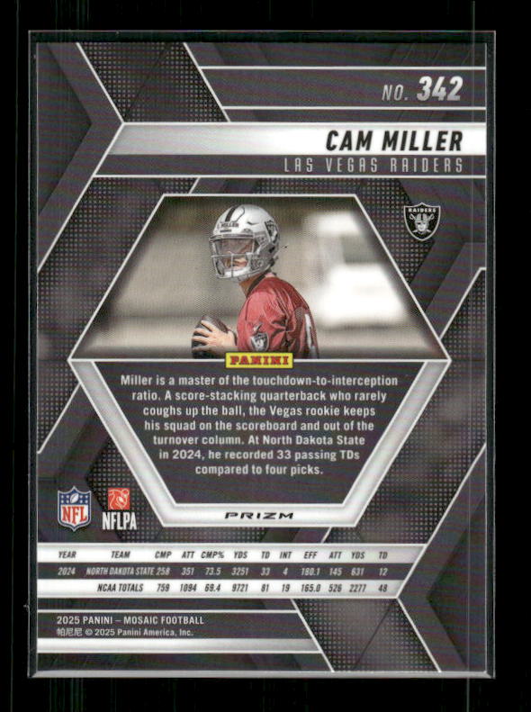 Cam Miller - 2025 Mosaic Football - Red White Stripe - Rookie