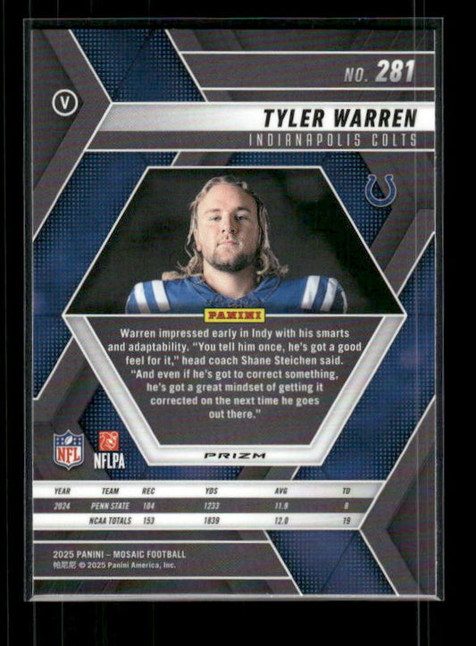 Tyler Warren - 2025 Mosaic Football - Green Mosaic - Rookie Variation