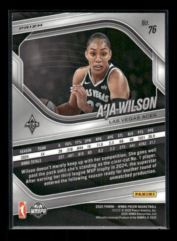 A'Ja Wilson - 2025 Prizm WNBA - Silver Prizm