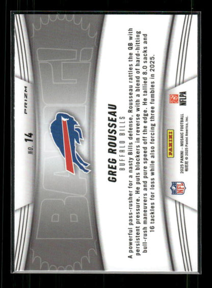 Greg Rousseau - 2025 Mosaic Football - Orange Fluorescent BANG