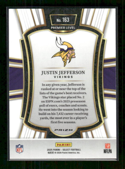 Justin Jefferson - 2025 Select Football - Black & Red Shock