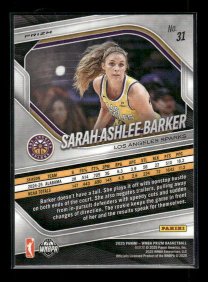 Sarah Ashlee Barker - 2025 Prizm WNBA - Ice Prizm - Rookie