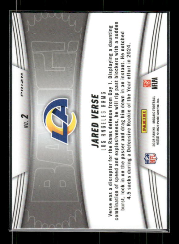 Jared Verse - 2025 Mosaic Football - Green Mosaic Bang