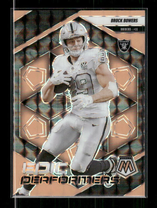 Brock Bowers - 2025 Mosaic Football - Orange Fluorescent Epic Performers