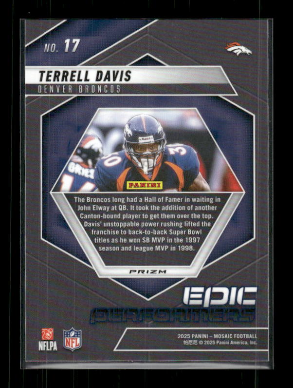 Terrell Davis - 2025 Mosaic Football - Orange Fluorescent Epic Performers