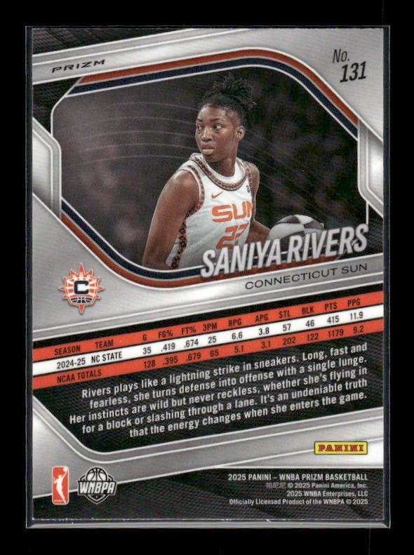 Saniya Rivers - 2025 Prizm WNBA - Ice Prizm - Rookie