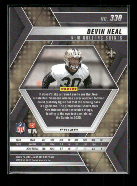 Devin Neal - 2025 Mosaic Football - Green Mosaic - Rookie