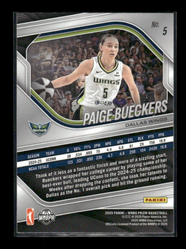 Paige Bueckers - 2025 Prizm WNBA - Rookie