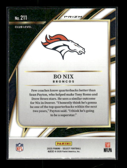 Bo Nix - 2025 Select Football - Club Black & Green Shock